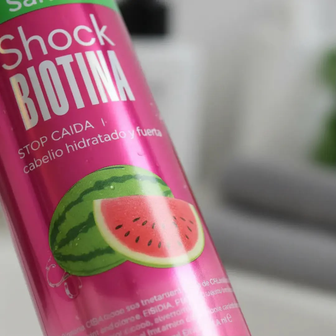 Detalle del envase Shock Biotina con aroma a sandía